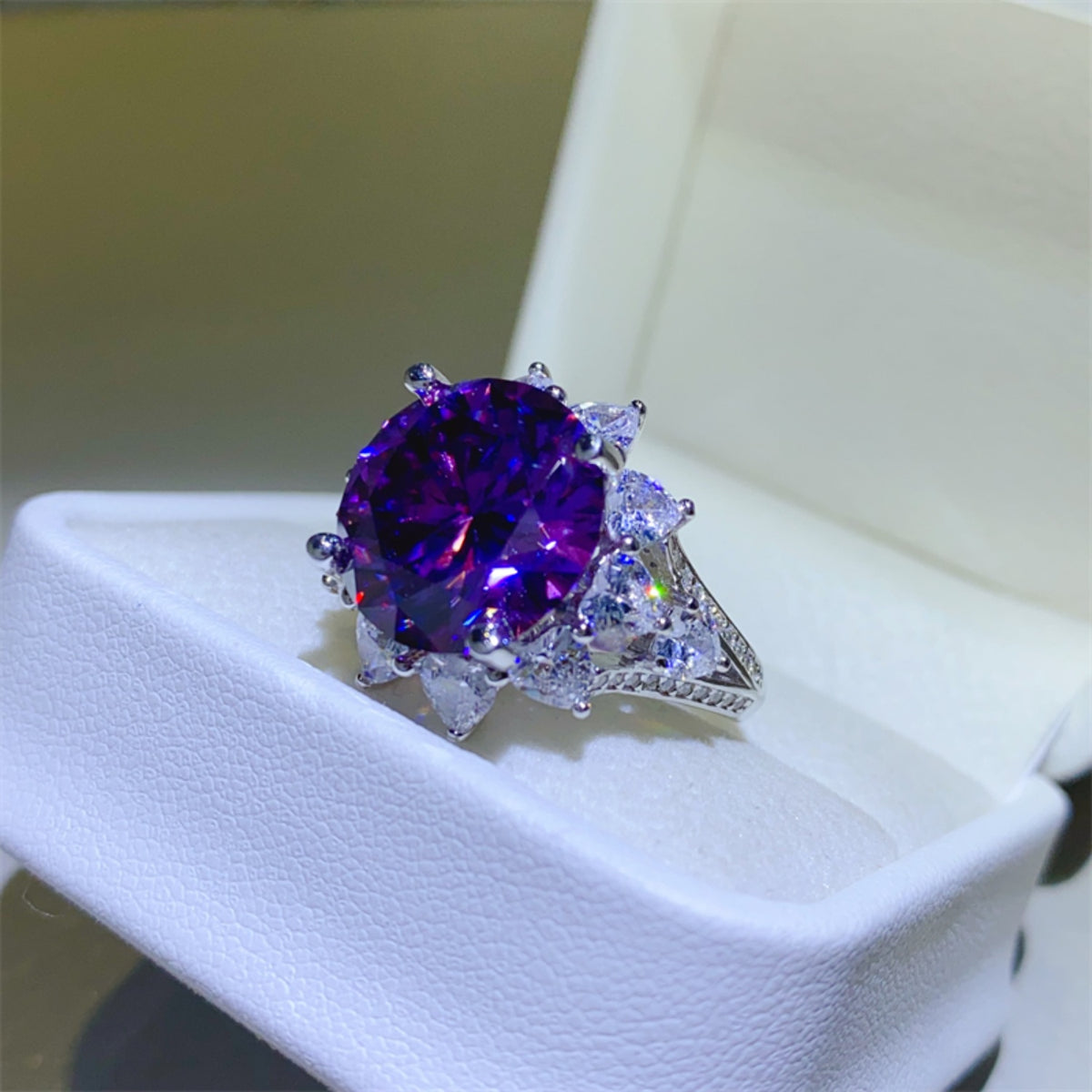 10 Carat Moissanite Flower Shape Ring