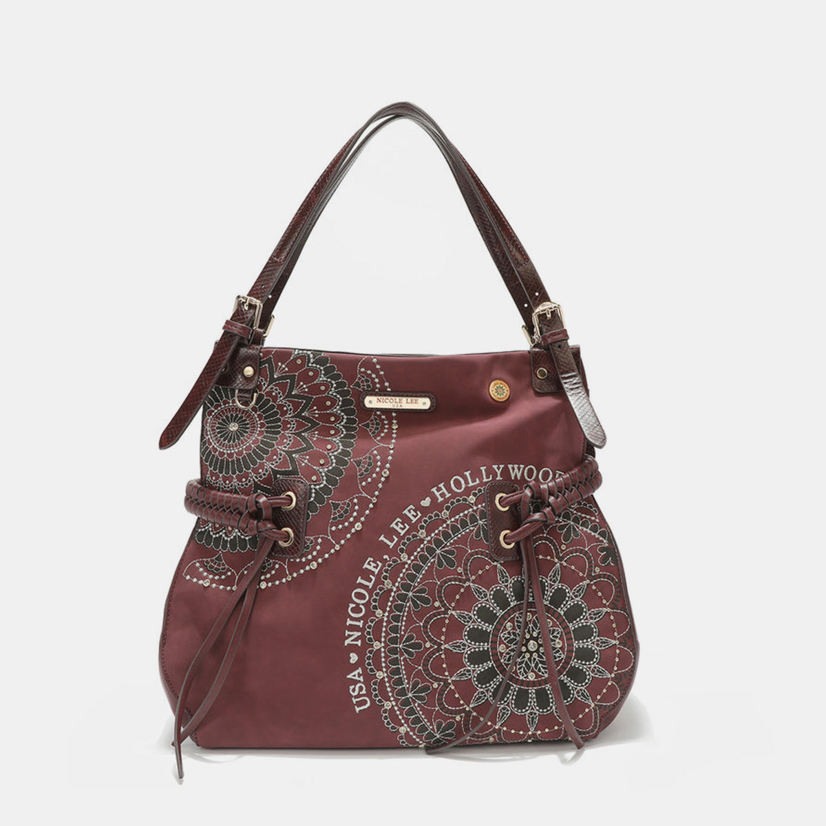 Rhinestone Embroidery Hobo Bag