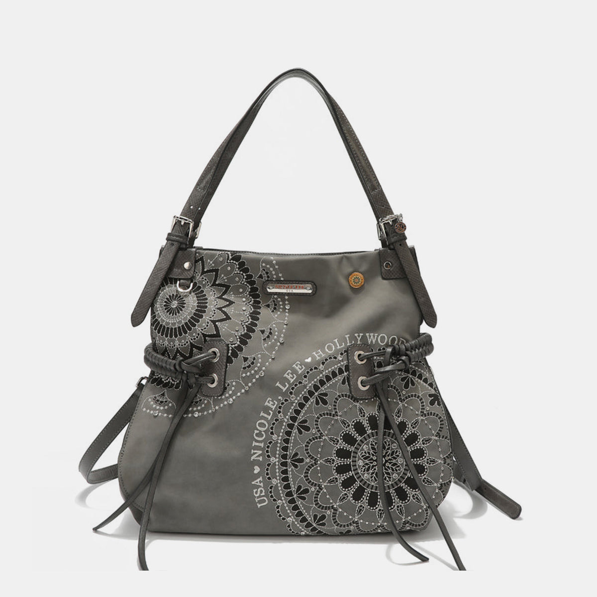 Rhinestone Embroidery Hobo Bag