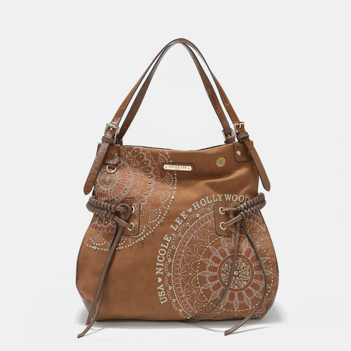 Rhinestone Embroidery Hobo Bag