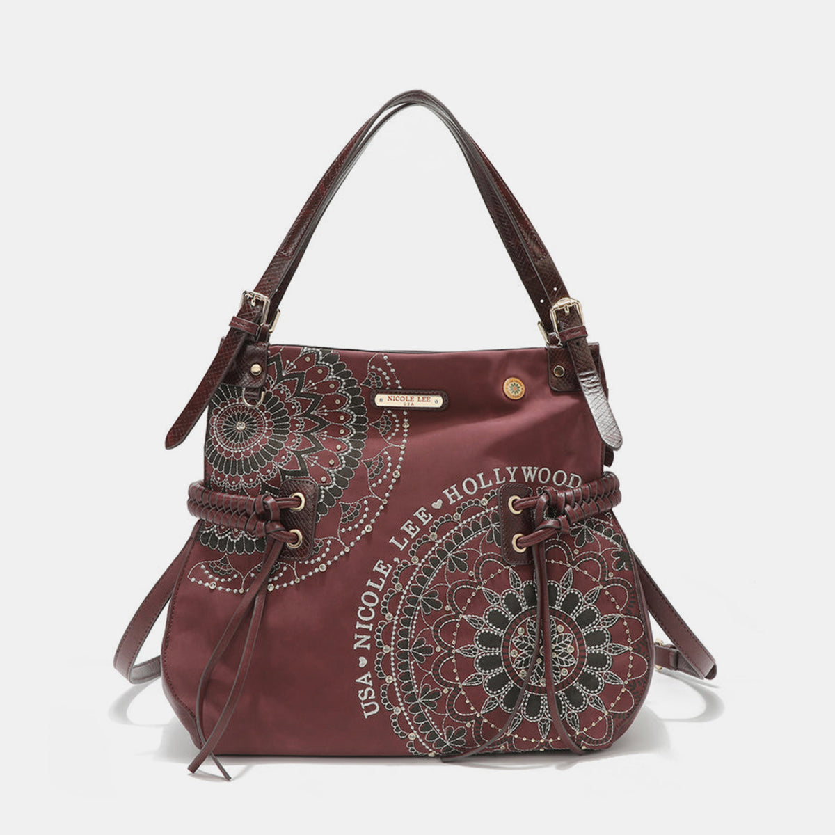 Rhinestone Embroidery Hobo Bag