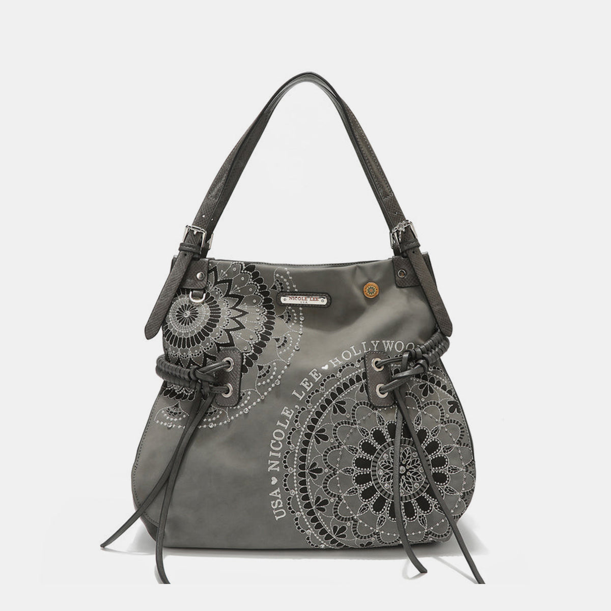 Rhinestone Embroidery Hobo Bag