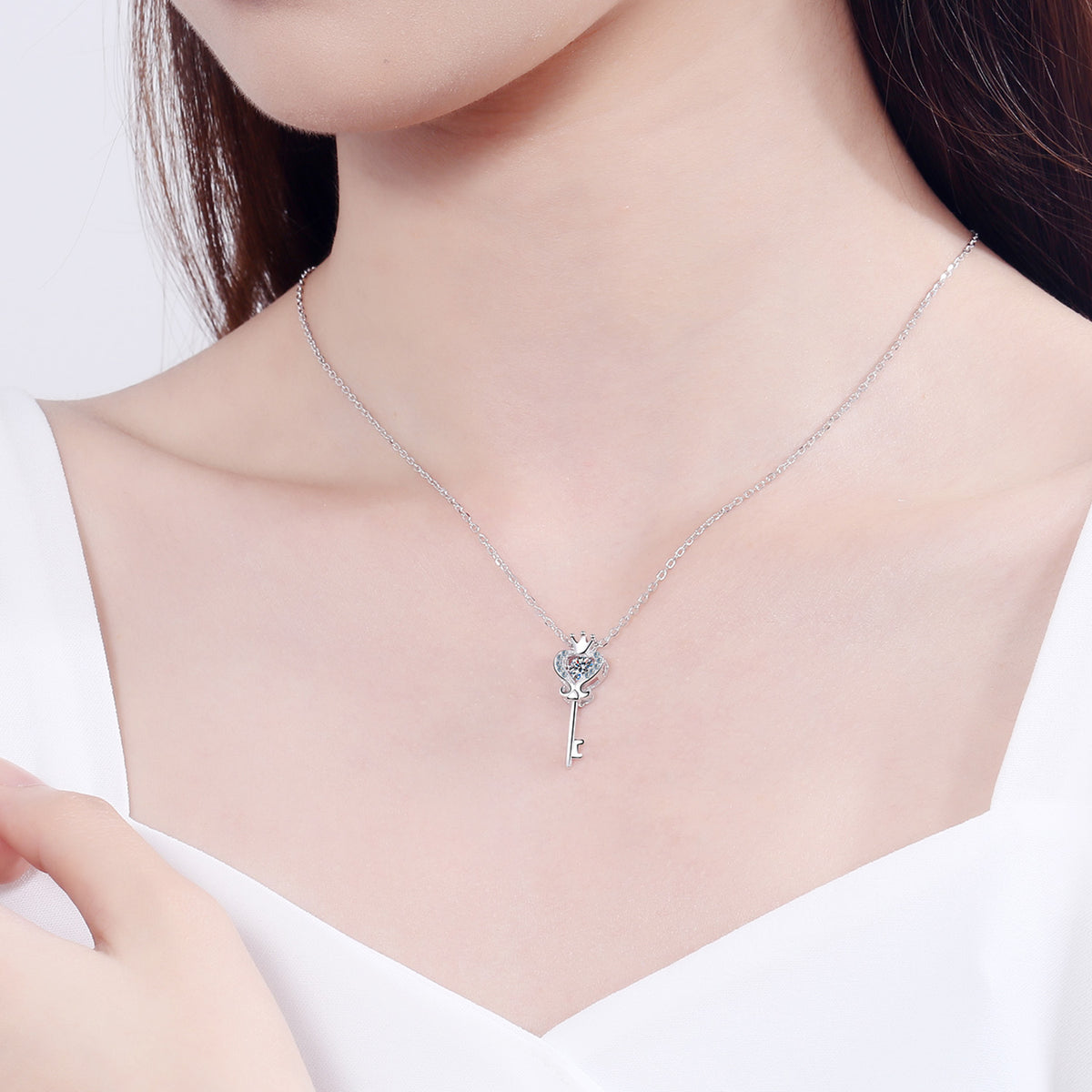 Key Shape Moissanite Necklace