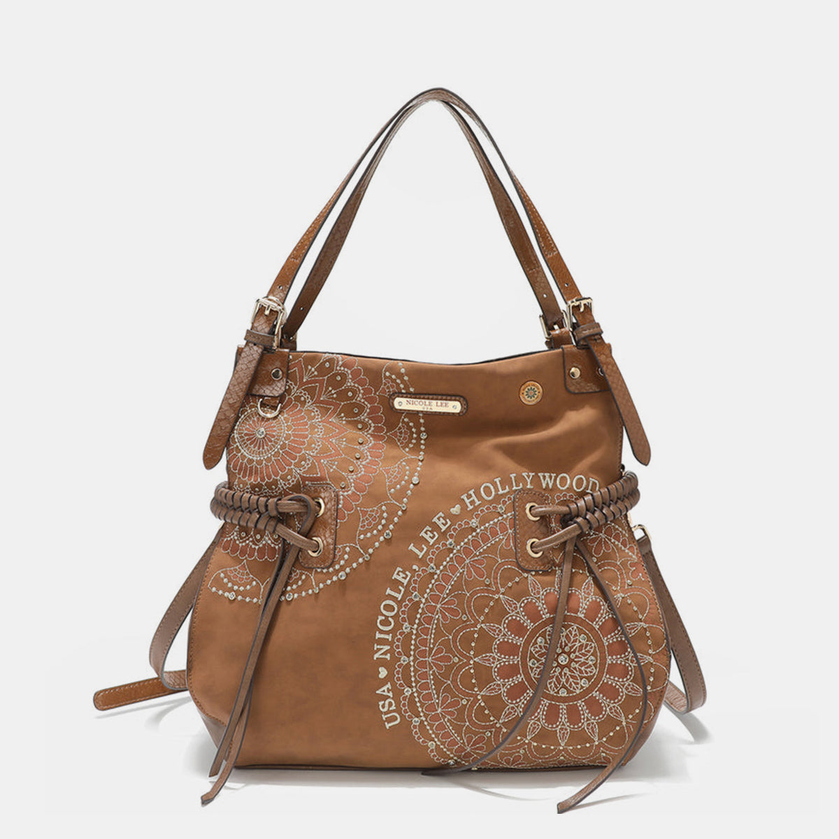 Rhinestone Embroidery Hobo Bag