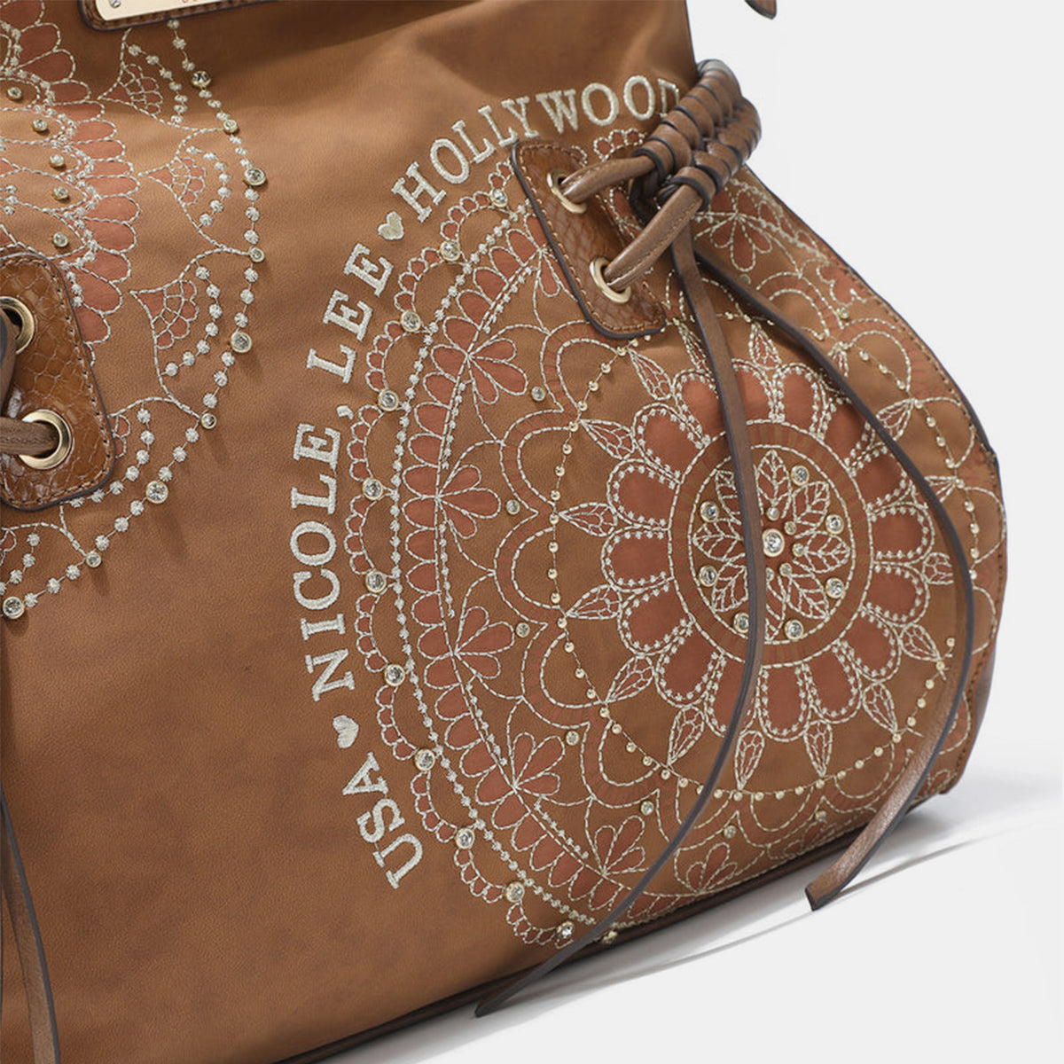 Rhinestone Embroidery Hobo Bag