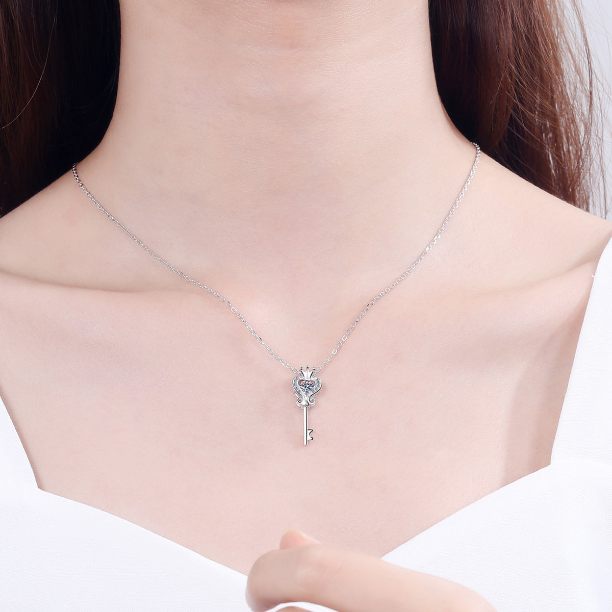 Key Shape Moissanite Necklace