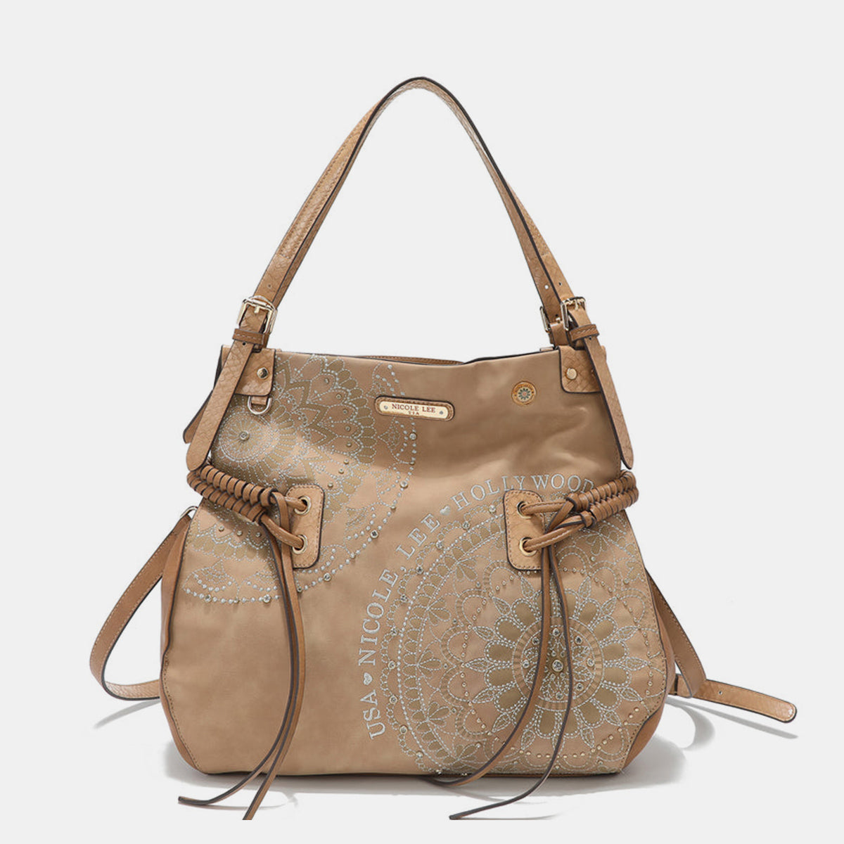 Rhinestone Embroidery Hobo Bag